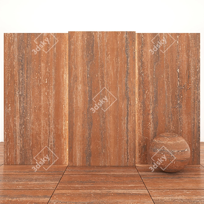 Glossy Red Travertine Slabs 3D model image 2