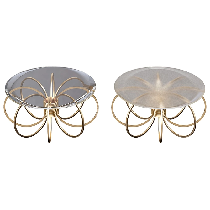 Glamorous Gold Metal & Glass Coffee Table 3D model image 1