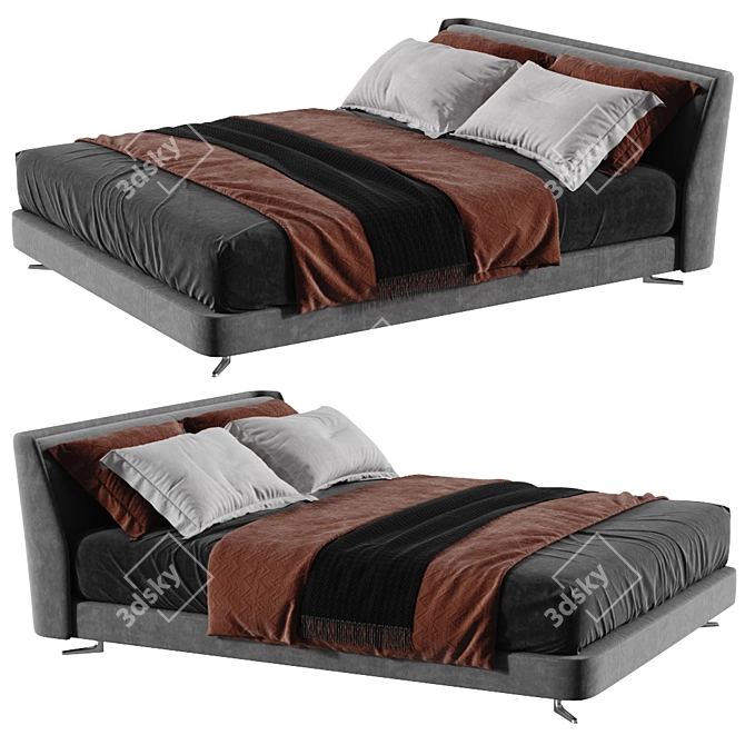 Luxurious Minotti Spencer Bed 3D model image 2