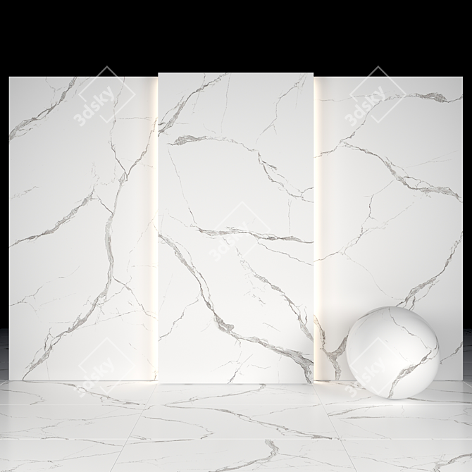 Elegant White Luna Marble Slabs 3D model image 1