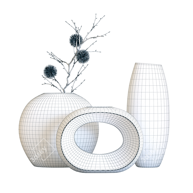 Elegant Alura Vases Collection 3D model image 2