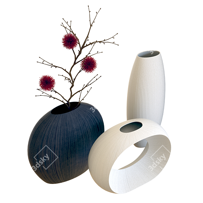 Elegant Alura Vases Collection 3D model image 3