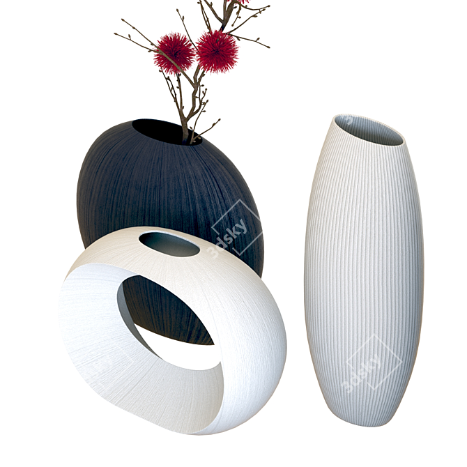 Elegant Alura Vases Collection 3D model image 4
