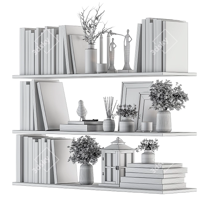 Elegant Shelf Decor Set 3D model image 5