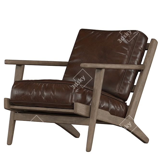 Raylan Genuine Leather Armchair 3D model image 1