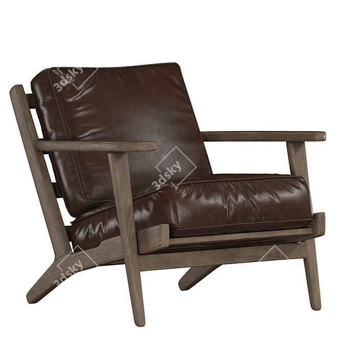 Raylan Genuine Leather Armchair 3D model image 2