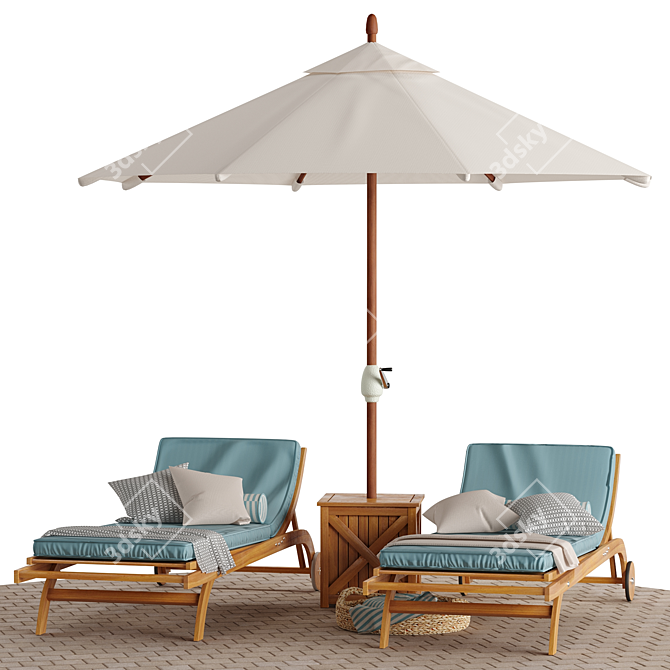 Coastal Retreat 5-Piece Outdoor Lounge Set 3D model image 2