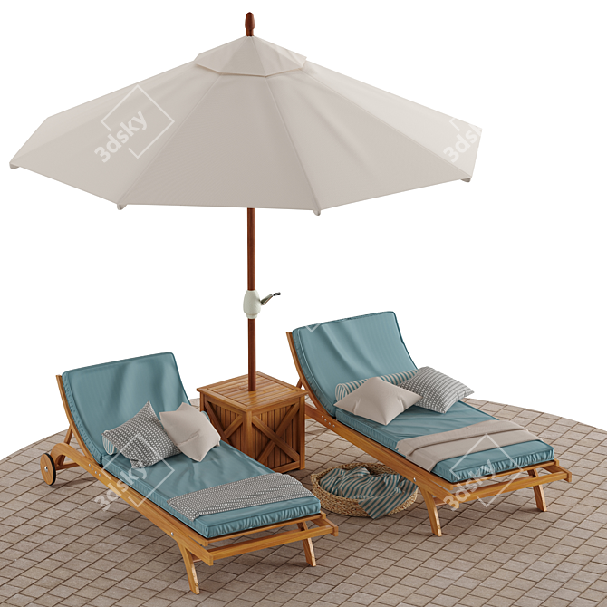 Coastal Retreat 5-Piece Outdoor Lounge Set 3D model image 3