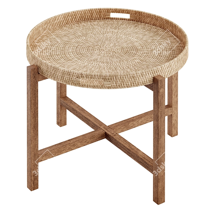 Meranti Wood Round Tray Table 3D model image 2