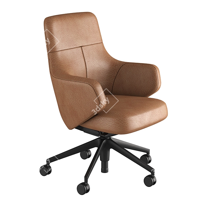 Luxury Leather Lowback Chair 3D model image 3
