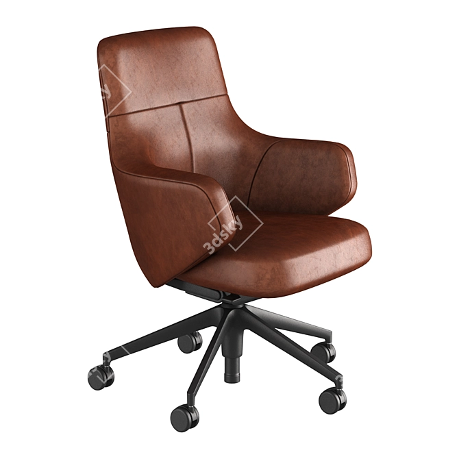 Luxury Leather Lowback Chair 3D model image 4