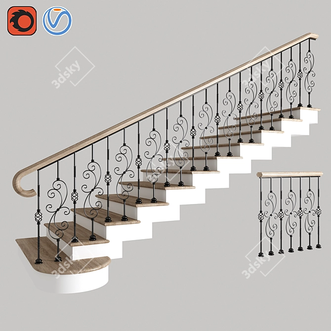 Sleek Stairwell Solution 3D model image 1