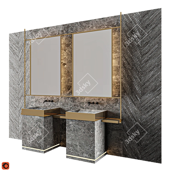 Exquisite 3D Wash Basin 3D model image 2