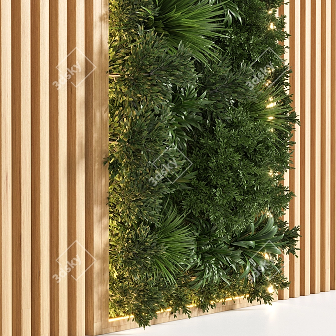 Natural Wood Planks & Vertical Garden 3D model image 2