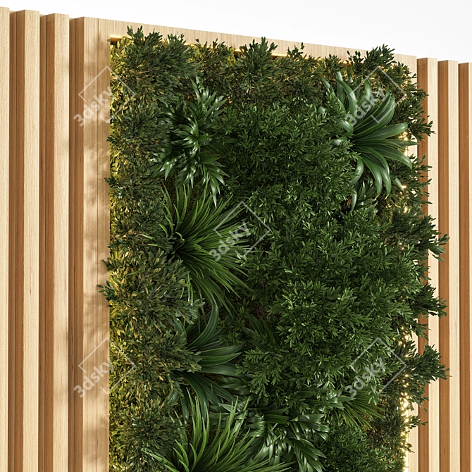 Natural Wood Planks & Vertical Garden 3D model image 3