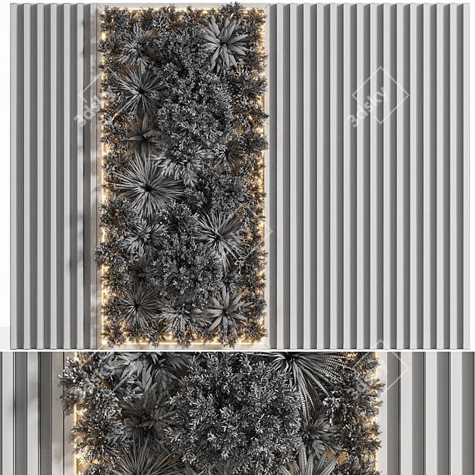 Natural Wood Planks & Vertical Garden 3D model image 4