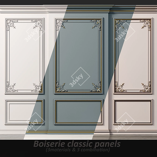 Classic Boiserie Wall Molding 3D model image 1