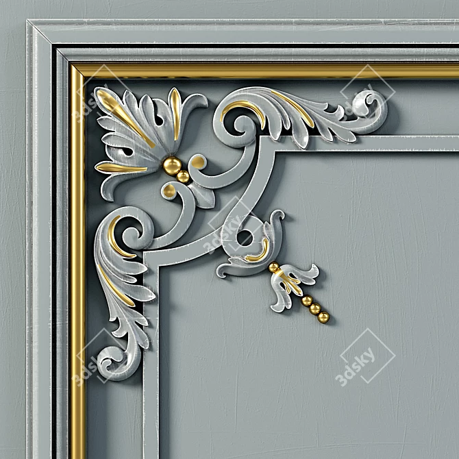 Classic Boiserie Wall Molding 3D model image 2