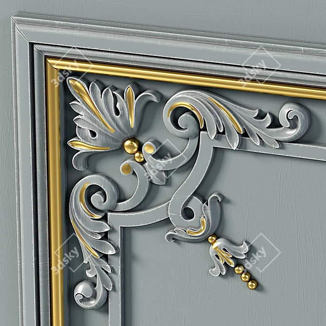 Classic Boiserie Wall Molding 3D model image 3