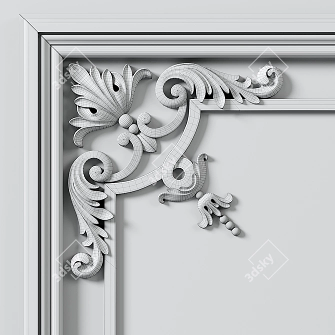 Classic Boiserie Wall Molding 3D model image 4