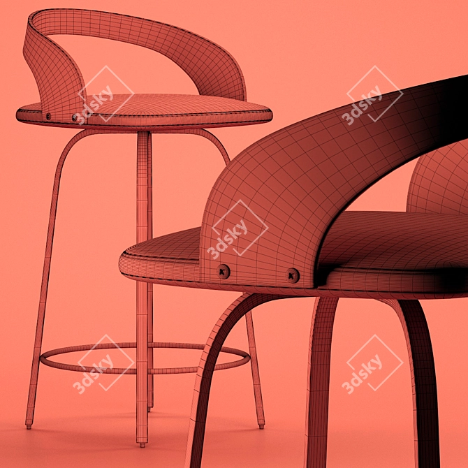 Stylish Bar Chair with Sleek Design 3D model image 3