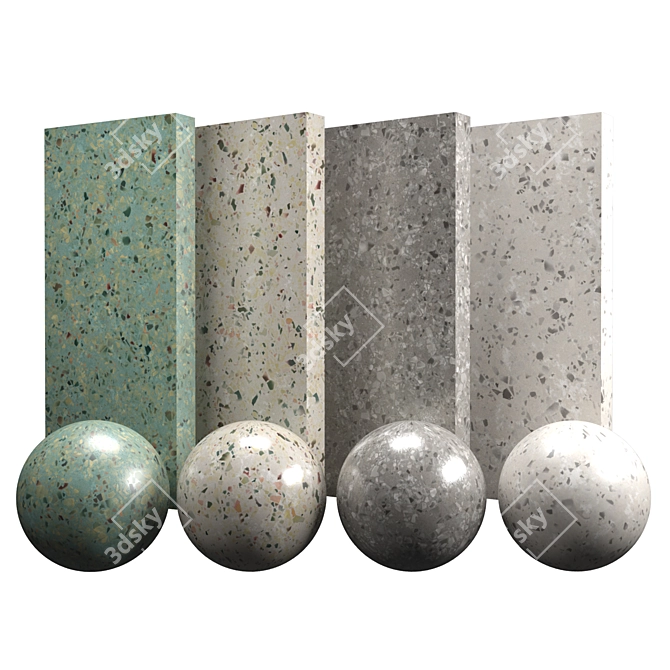 Natural Terrazzo Tiles - Ready-to-Use PBR Texture 3D model image 1
