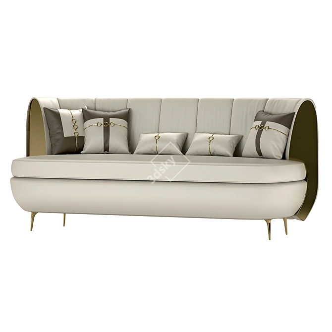 Modern Beige Leather Sofa 3D model image 3