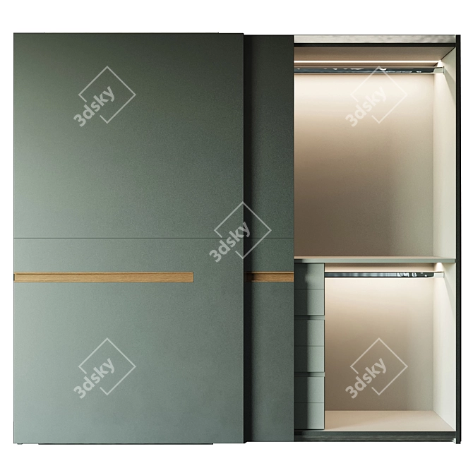 Italian Sliding Wardrobe 278cm 3D model image 2