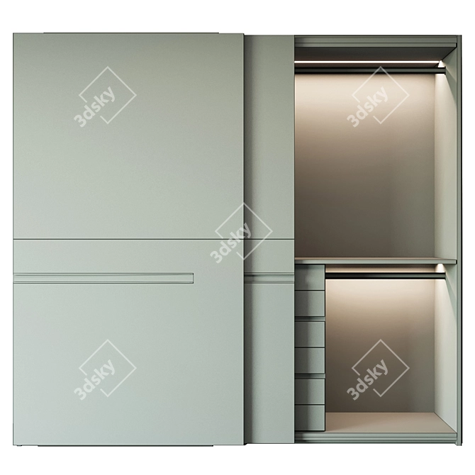 Italian Sliding Wardrobe 278cm 3D model image 3