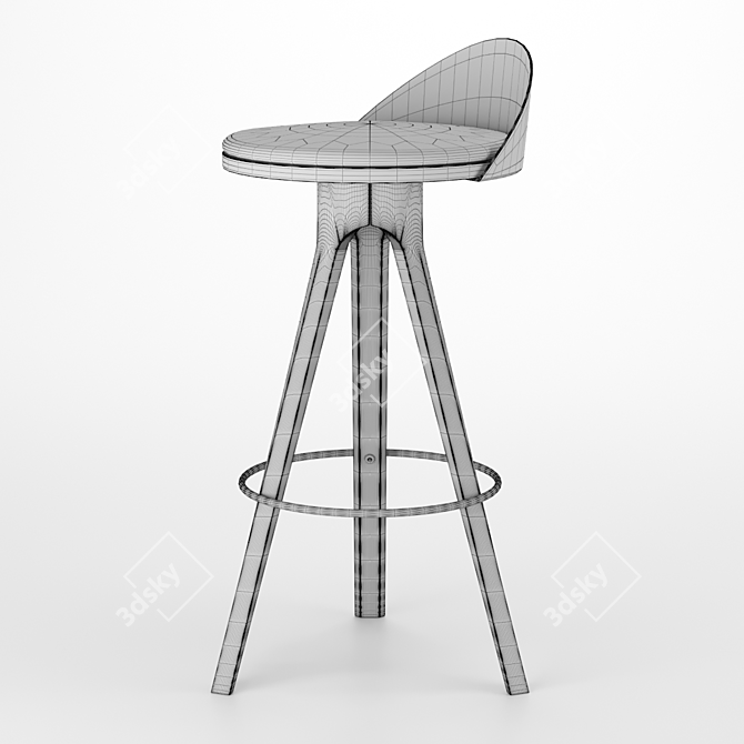 Metallic Leather Bar Stool Trio 3D model image 3