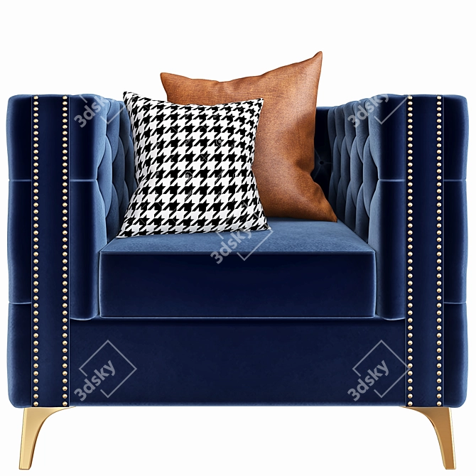 Glam Hunter Green Velvet Armchair 3D model image 3