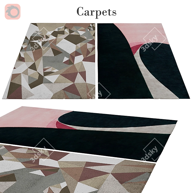 Luxurious Multicolored Rug 3D model image 1