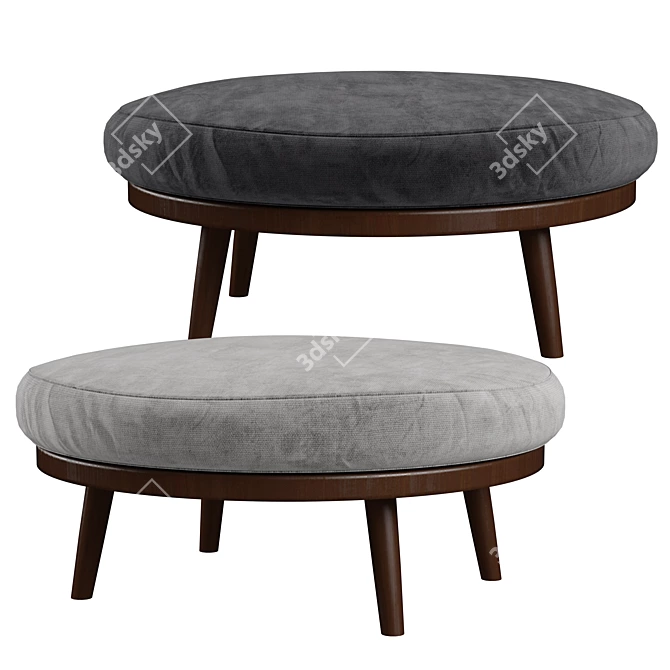 Luxury Round Leather Ottoman by Strick & Bolton 3D model image 1