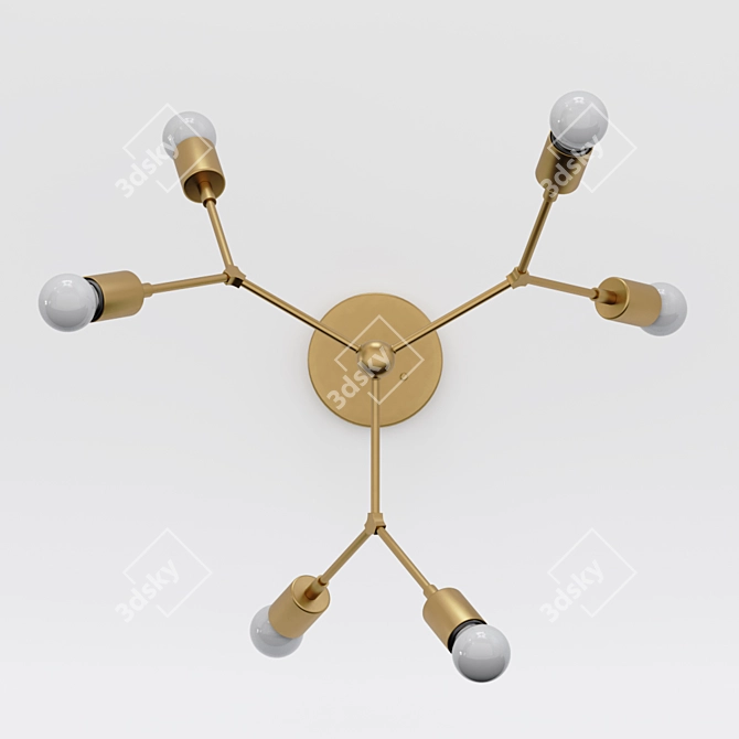 Vintage Gold Sputnik Pendant 3D model image 2