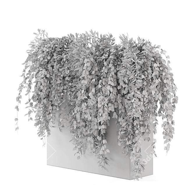 Rustic Black Concrete Pot Set with Indoor Plants 3D model image 5
