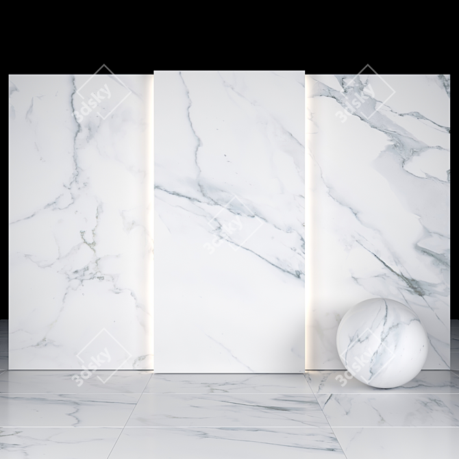 Elegant Borghini White Marble: Versatile Textured Tiles 3D model image 2