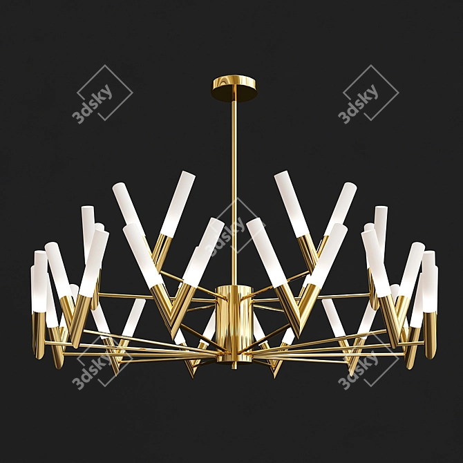 Nordic Gold Chandelier: Luxury Living Room Elegance 3D model image 1