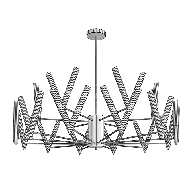 Nordic Gold Chandelier: Luxury Living Room Elegance 3D model image 2