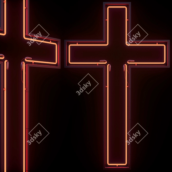 Neon Cross: Illuminating Beauty 3D model image 1