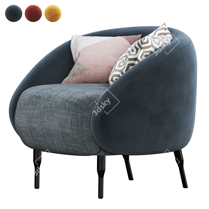 Sleek Black Armchair: Bump Your Comfort! 3D model image 1