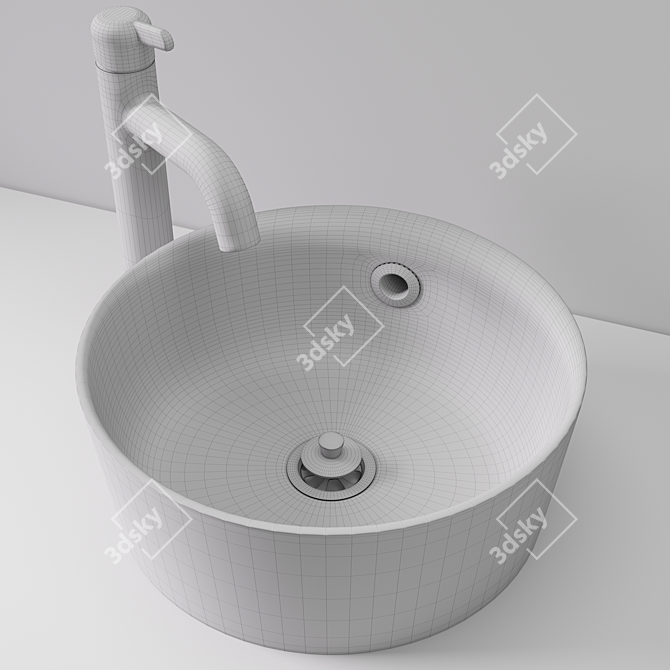 Modern White Countertop Sink 3D model image 4