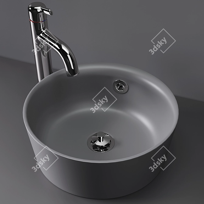 Modern White Countertop Sink 3D model image 5