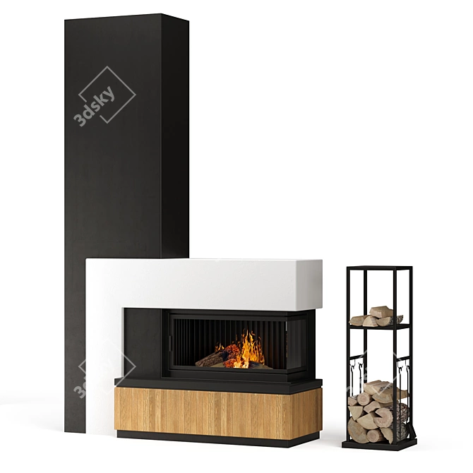 Elegant Fireplace with Stylish Set 3D model image 1