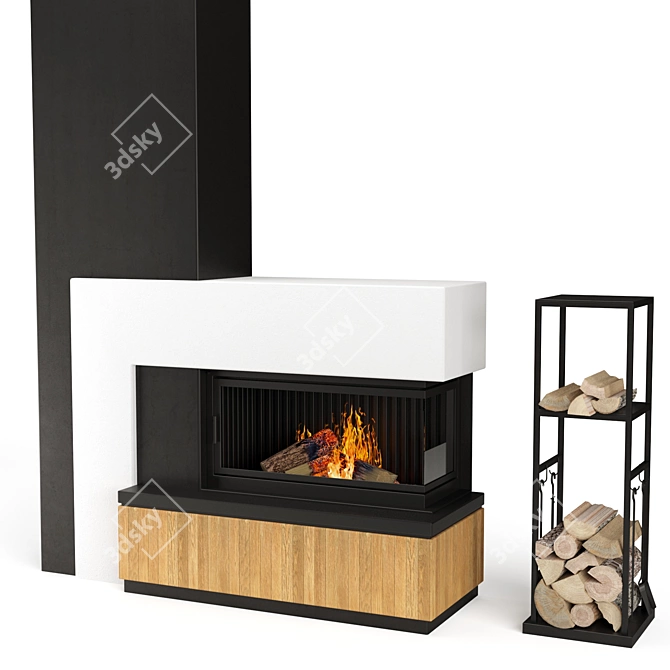 Elegant Fireplace with Stylish Set 3D model image 2
