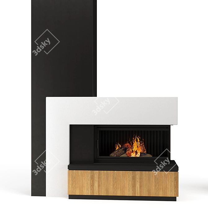 Elegant Fireplace with Stylish Set 3D model image 3