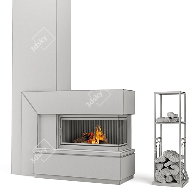 Elegant Fireplace with Stylish Set 3D model image 5