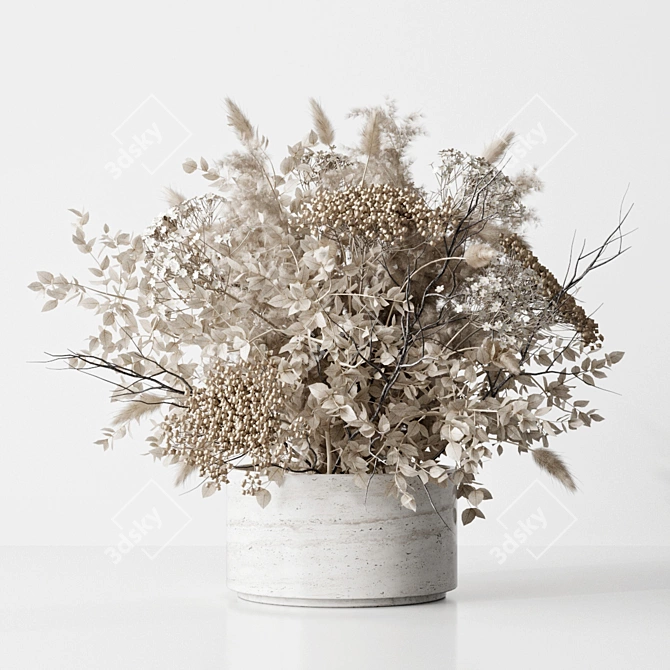 Elegant Dried Floral Arrangement 3D model image 1