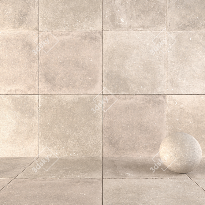 Flaviker Nordik Stone Sand - 120x120: Elegant Multi-Texture Floor 3D model image 1