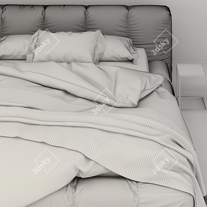 Luxury Italia Ivory Bed 3D model image 4