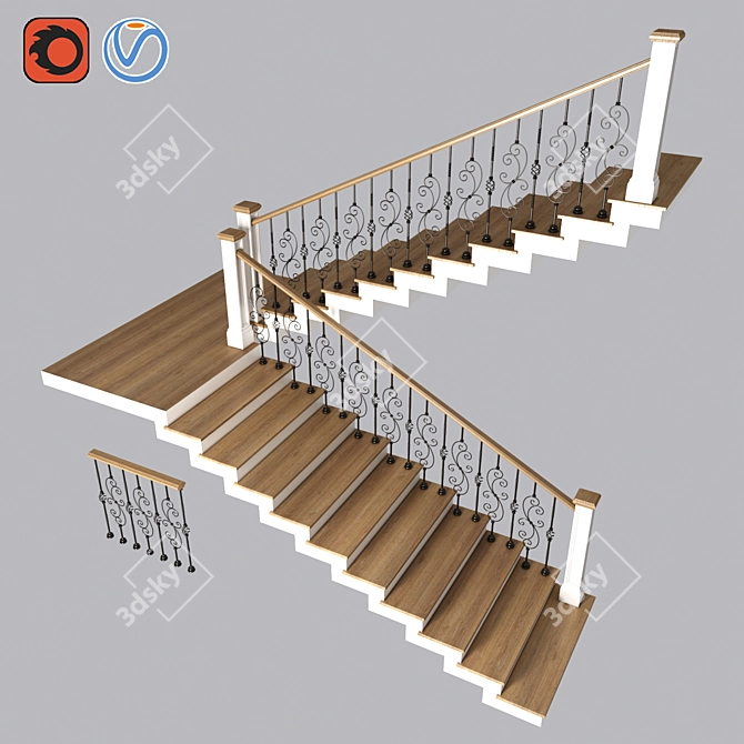 Modern Steel Staircase Design 3D model image 1